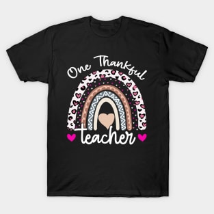 One thankful Teacher Rainbow Leopard T-Shirt